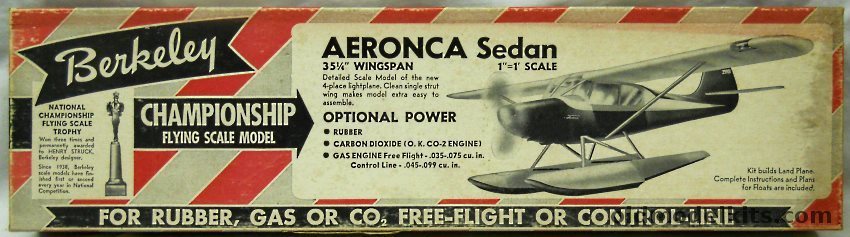 Berkeley 1/12 Aeronca Sedan Land or Seaplane Flying Model Airplane Kit plastic model kit